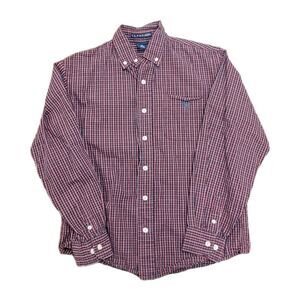 U.S. Polo Assn. Boys Red Blue Plaid Long Sleeve Shirt Size M